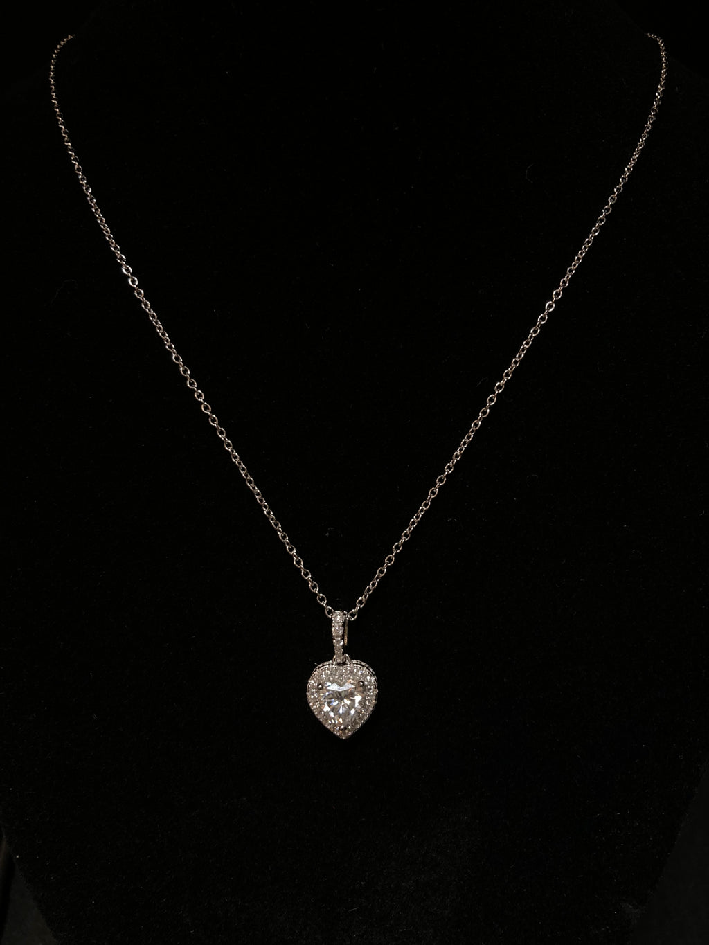 925 Sterling Silver VVS Moissanite Heart Necklace for Women
