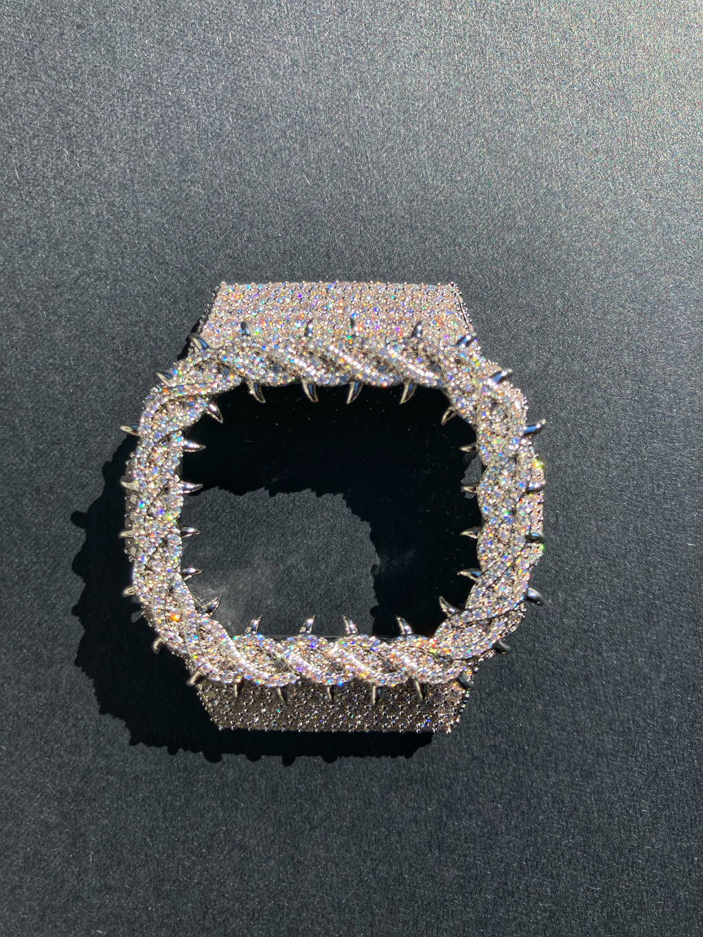 VVS Moissanite Silver Iced-Out Thorn Watch Bezel for Dw5600