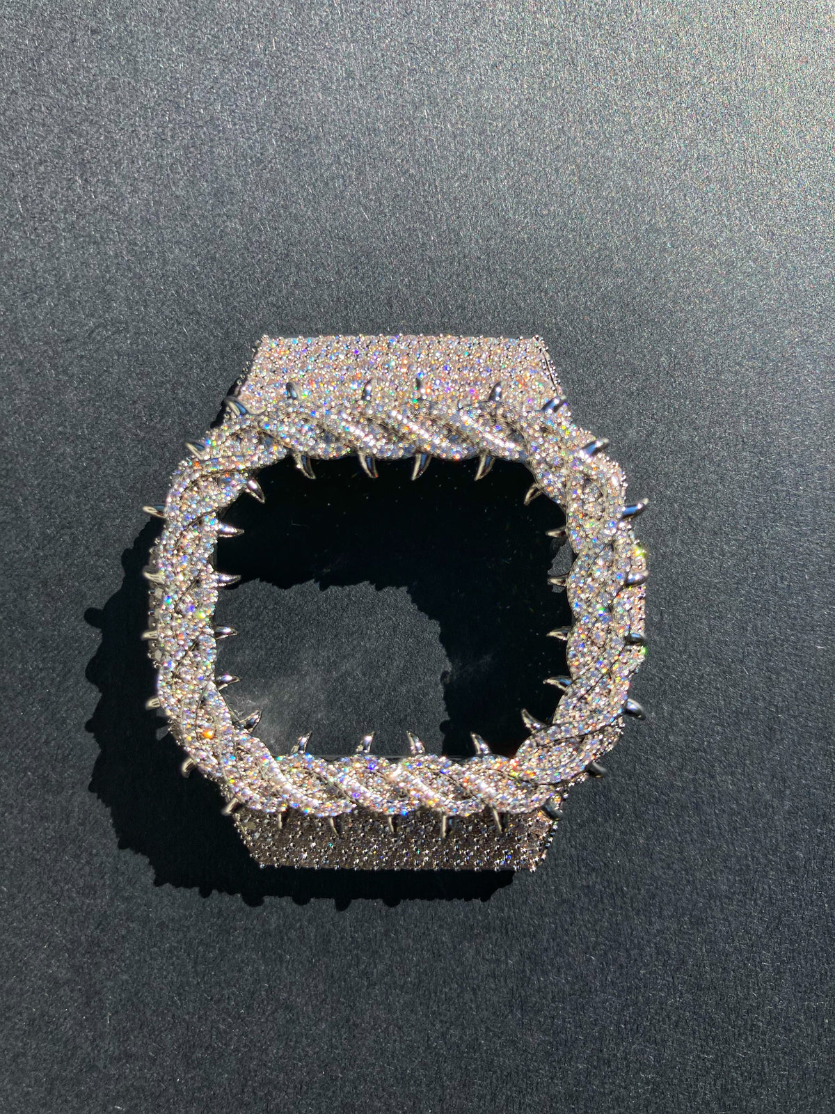 VVS Moissanite Silver Iced-Out Thorn Watch Bezel for Dw5600