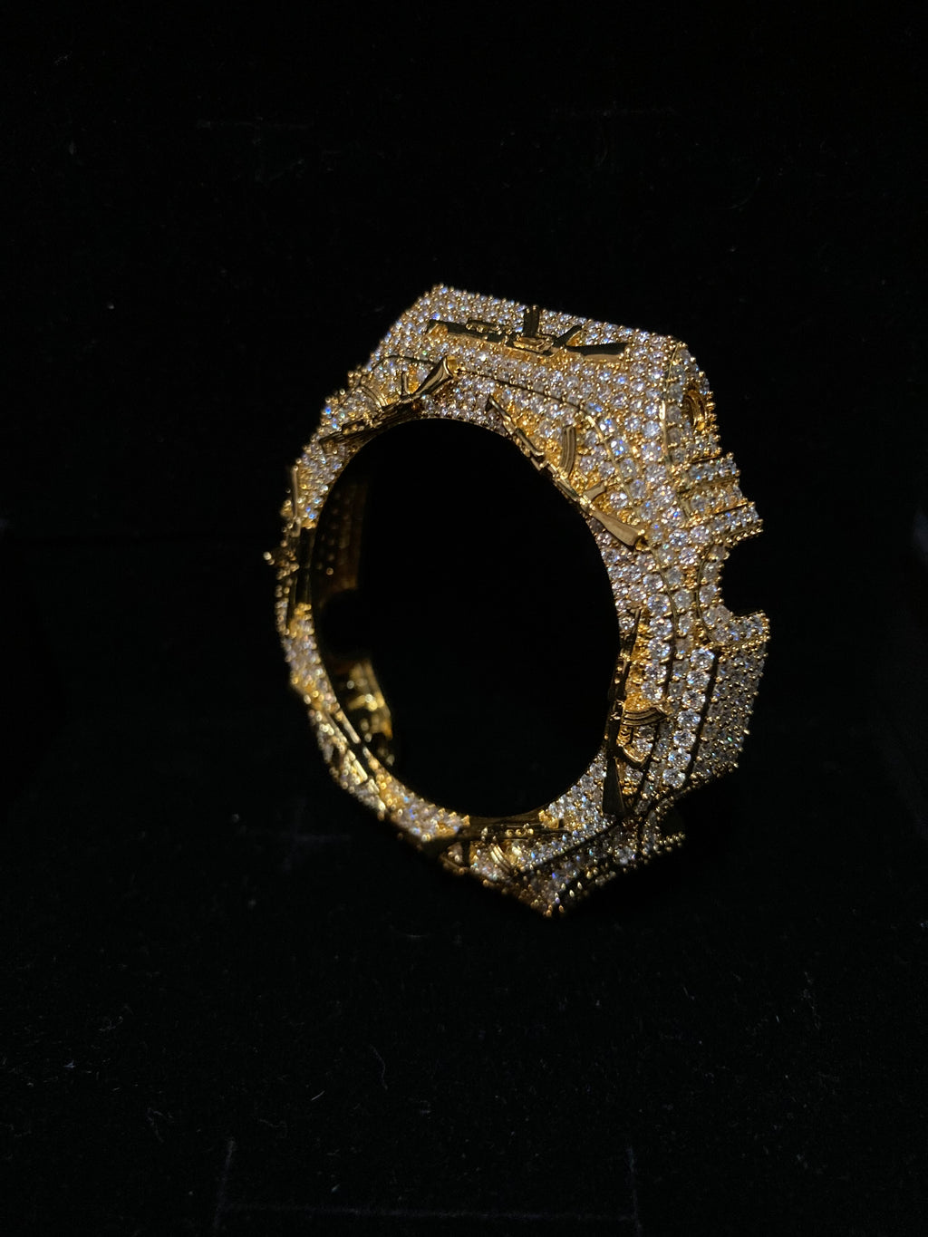 VVS Moissanite Iced-Out AK-47 Watch Bezel – Silver & Gold for GM2100 & GA2100