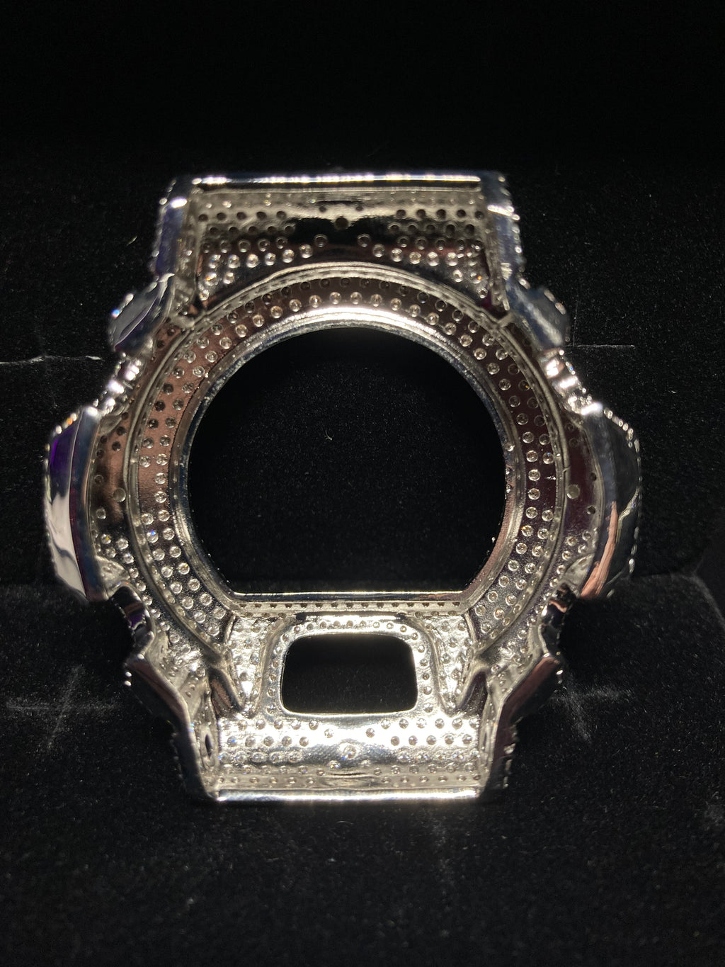 VVS Moissanite Silver Cross Iced-Out Watch Bezel for Dw6900