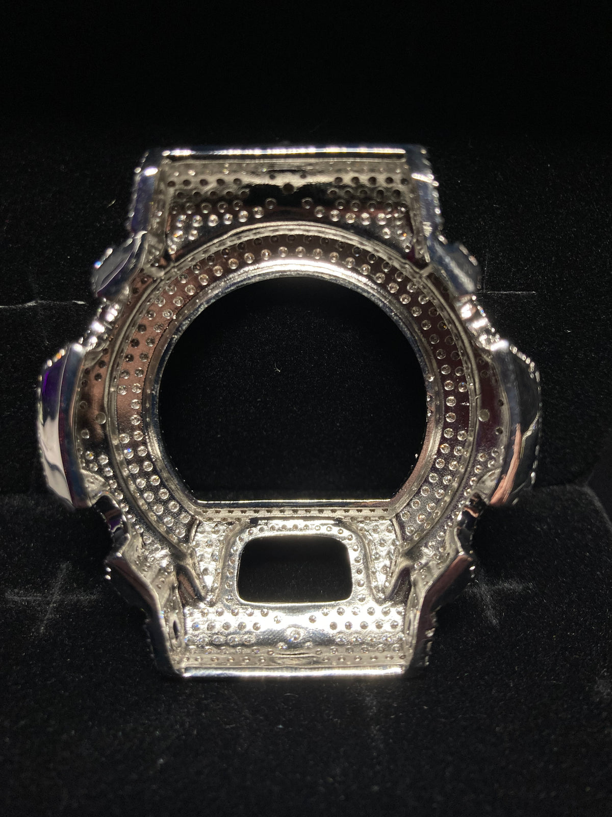 VVS Moissanite Silver Cross Iced-Out Watch Bezel for Dw6900