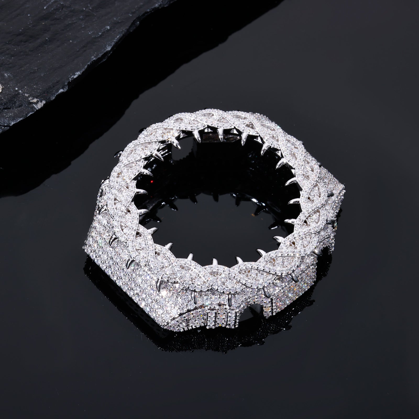 VVS Moissanite Iced-Out Thorn Watch Bezel for GM2100 & GA2100 | 10K Gold Finish