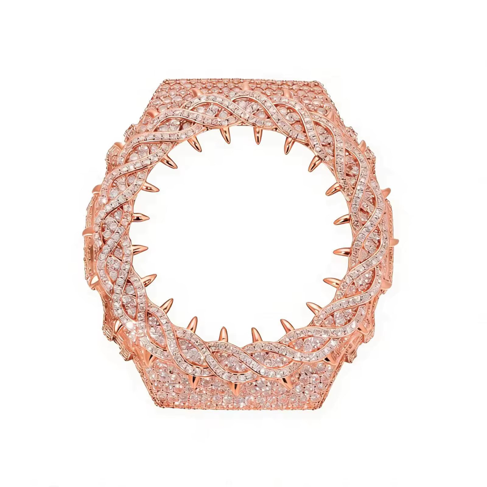VVS Moissanite Iced-Out Thorn Watch Bezel for GM2100 & GA2100 | 10K Gold Finish