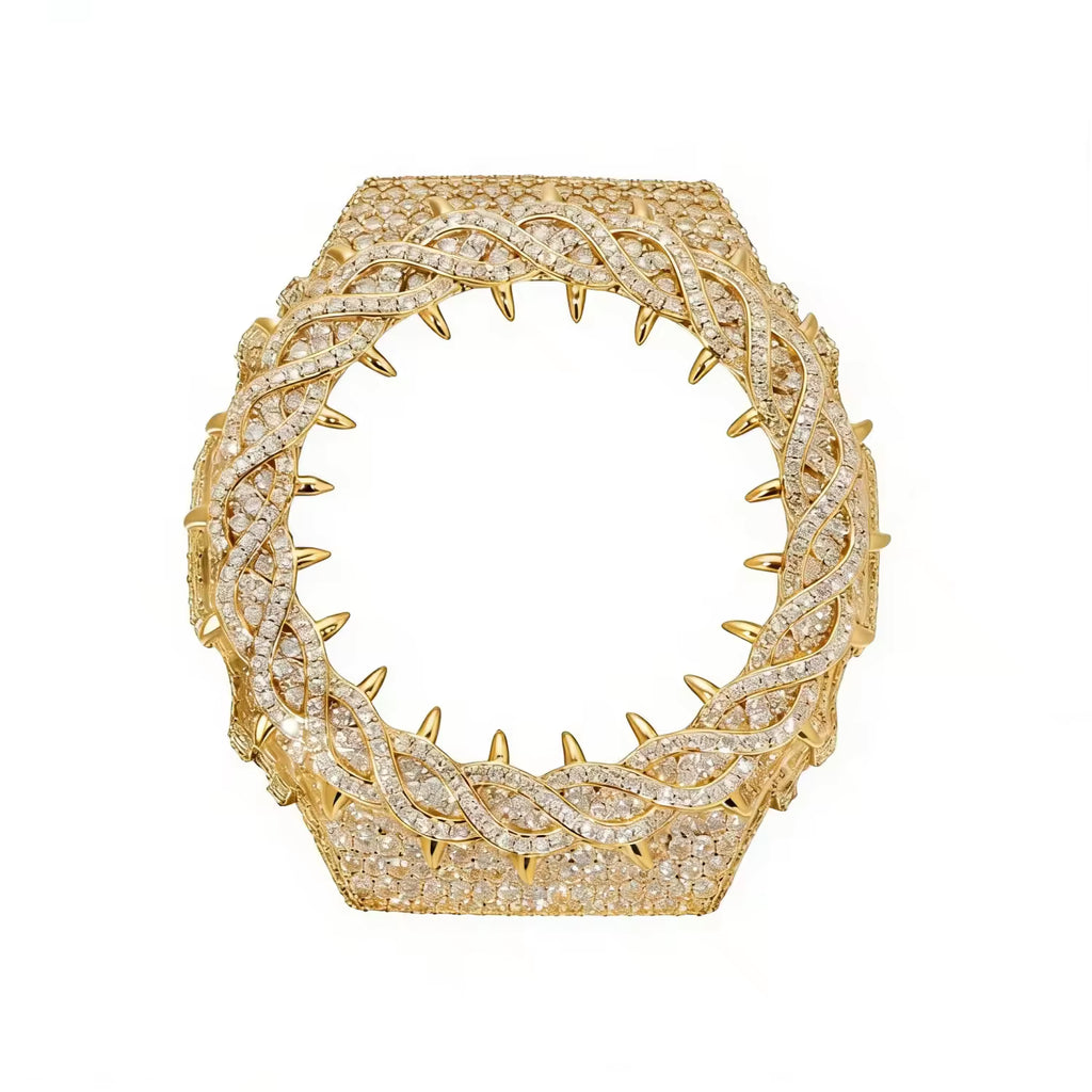 VVS Moissanite Iced-Out Thorn Watch Bezel for GM2100 & GA2100 | 10K Gold Finish
