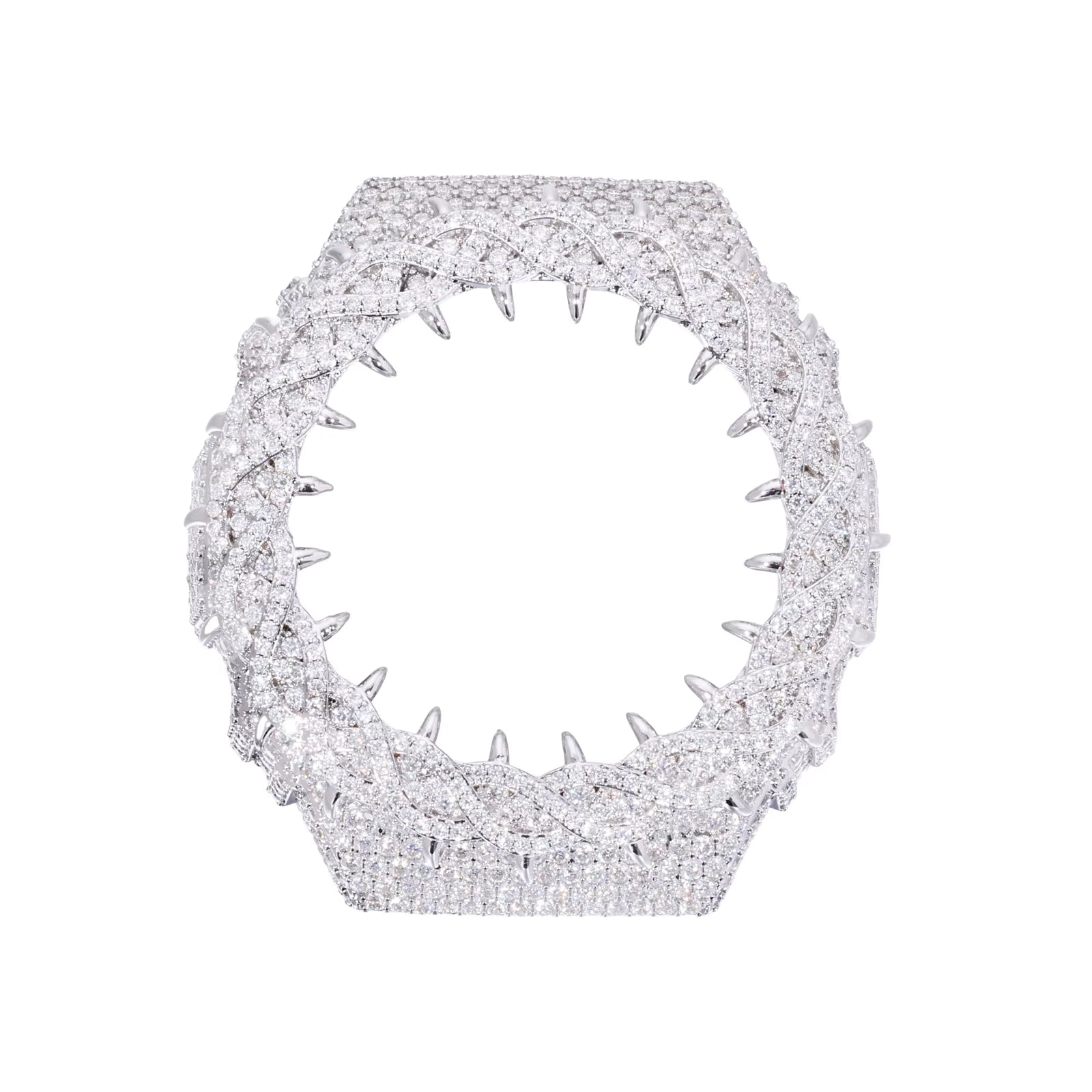 VVS Moissanite Iced-Out Thorn Watch Bezel for GM2100 & GA2100 | 10K Gold Finish