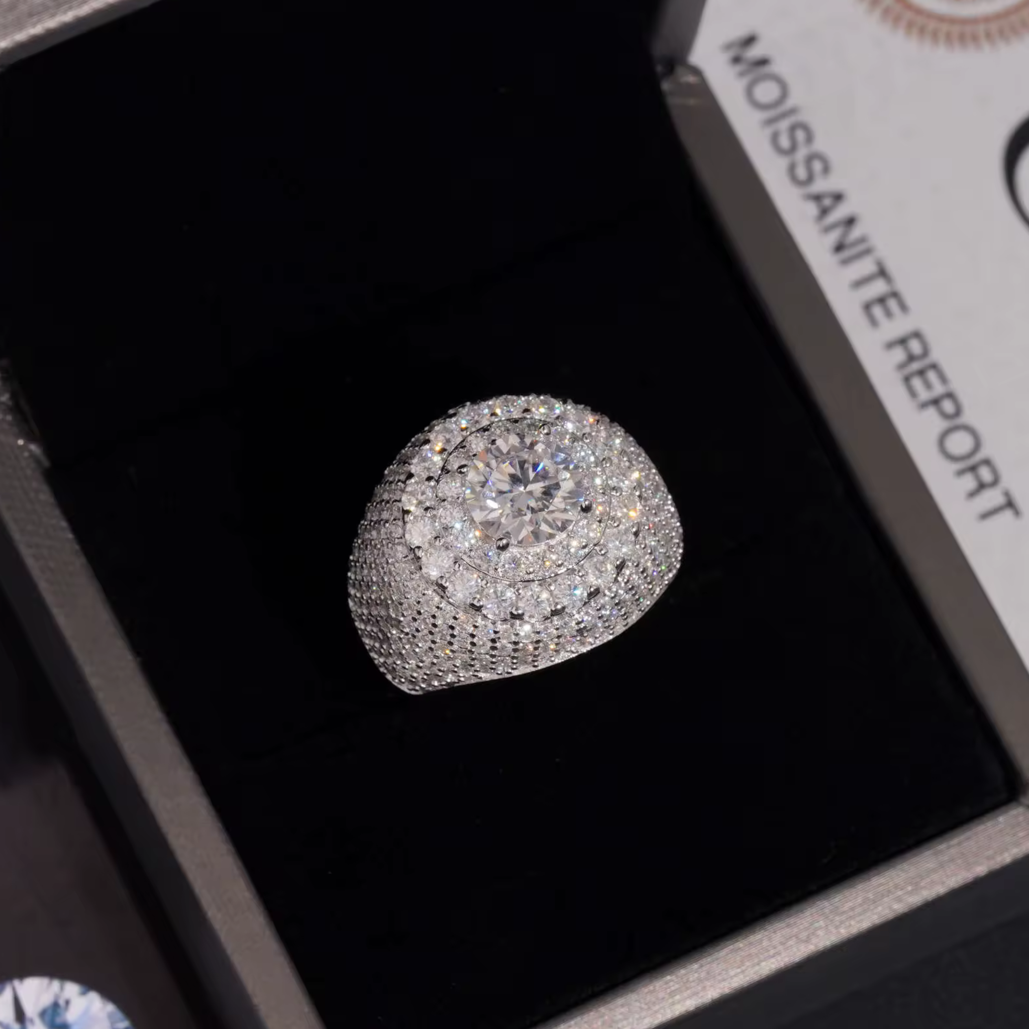 925 Sterling Silver Iced-Out Cluster Ring | Lab Moissanite