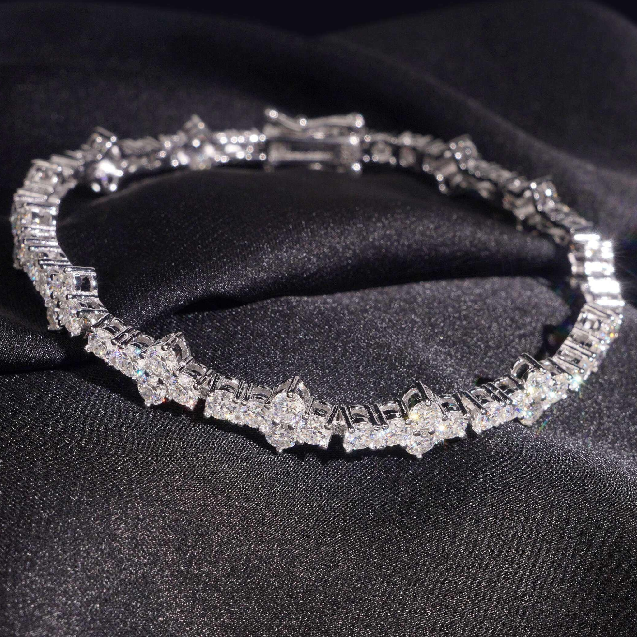 925 Sterling Silver 3mm Iced-Out Tennis Bracelet | VVS Moissanite GRA Certified