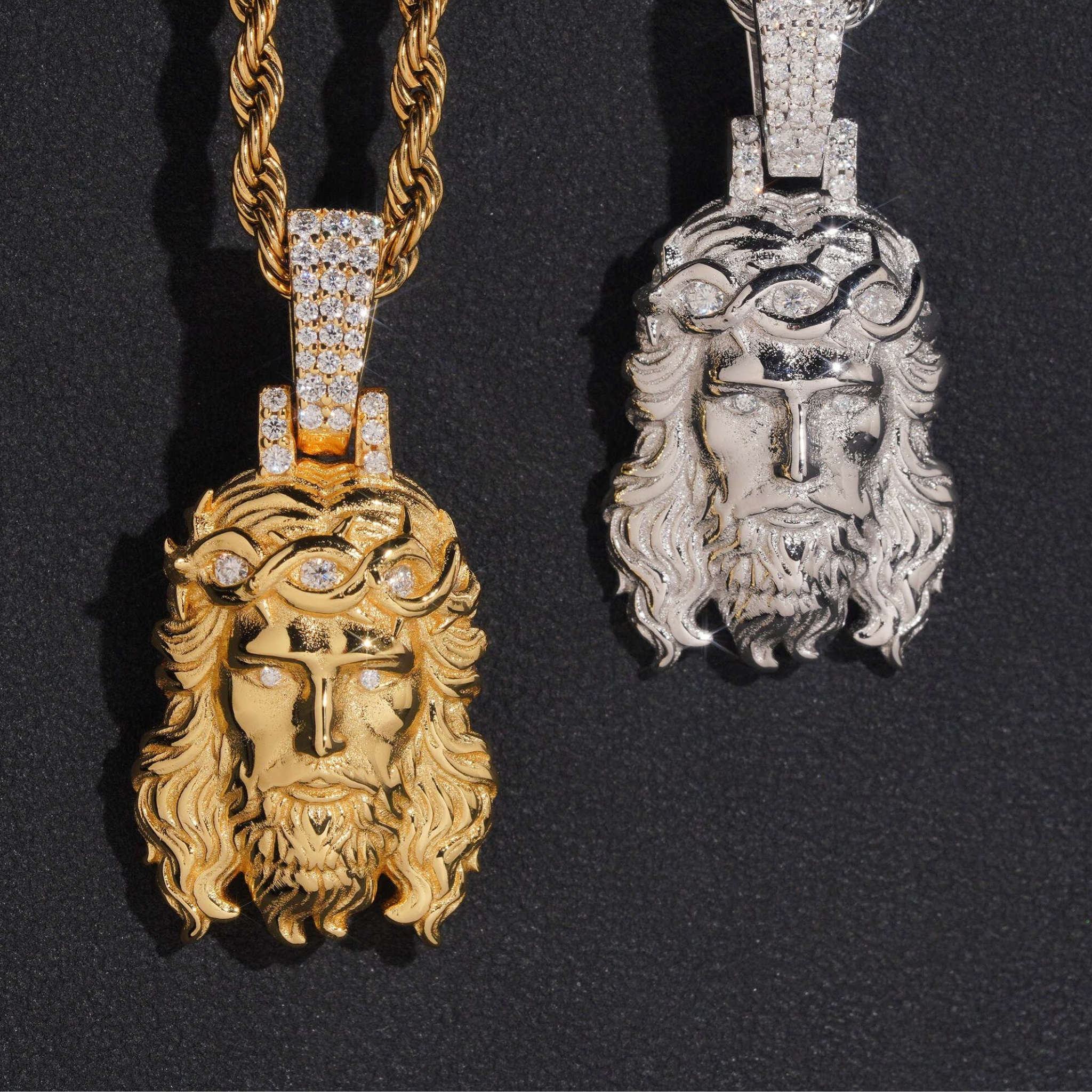 925 Sterling Silver Iced-Out Jesus Pendant | D Color VVS Moissanite