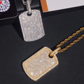 925 Sterling Silver Dog Tag Pendant | VVS1 Moissanite GRA Certified