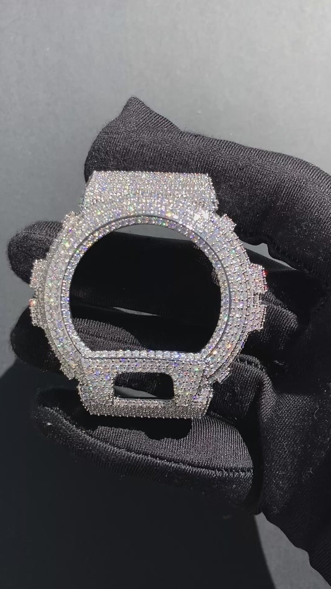 VVS Moissanite Silver Iced-Out Watch Bezel for Dw6900