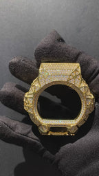 Gold VVS Moissanite Iced-Out G-Shock DW6900 Bezel – Geometric Design