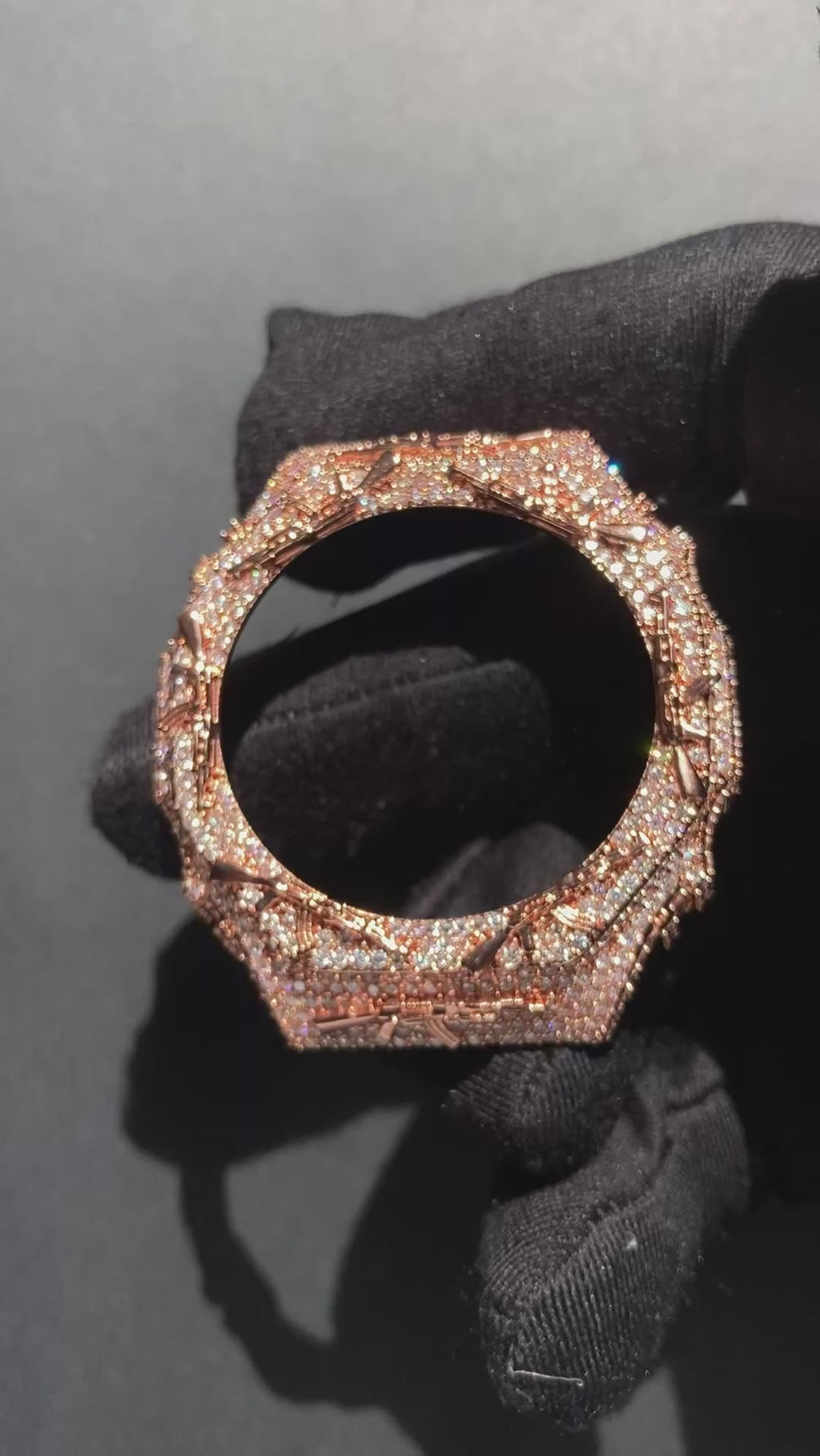 VVS Moissanite Iced-Out AK-47 Watch Bezel – Silver & Rose Gold for GM2100 & GA2100