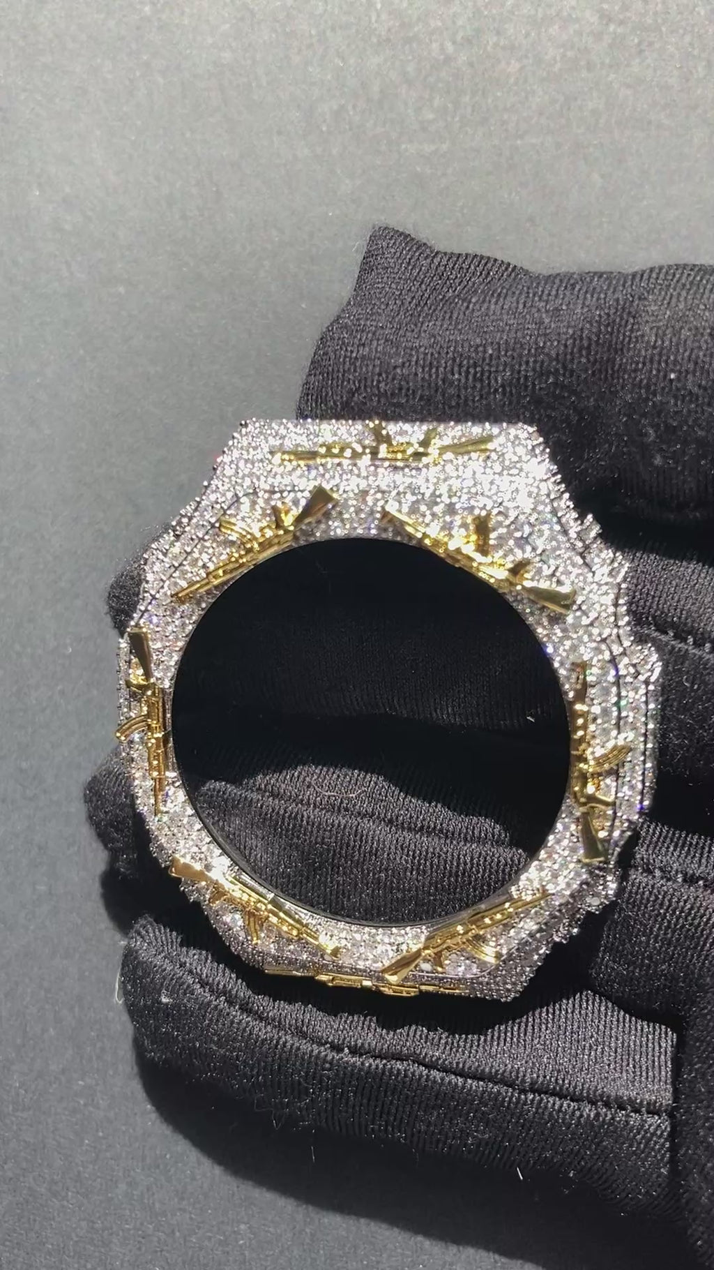 VVS Moissanite Iced-Out AK-47 Watch Bezel – Silver & Gold for GM2100 & GA2100