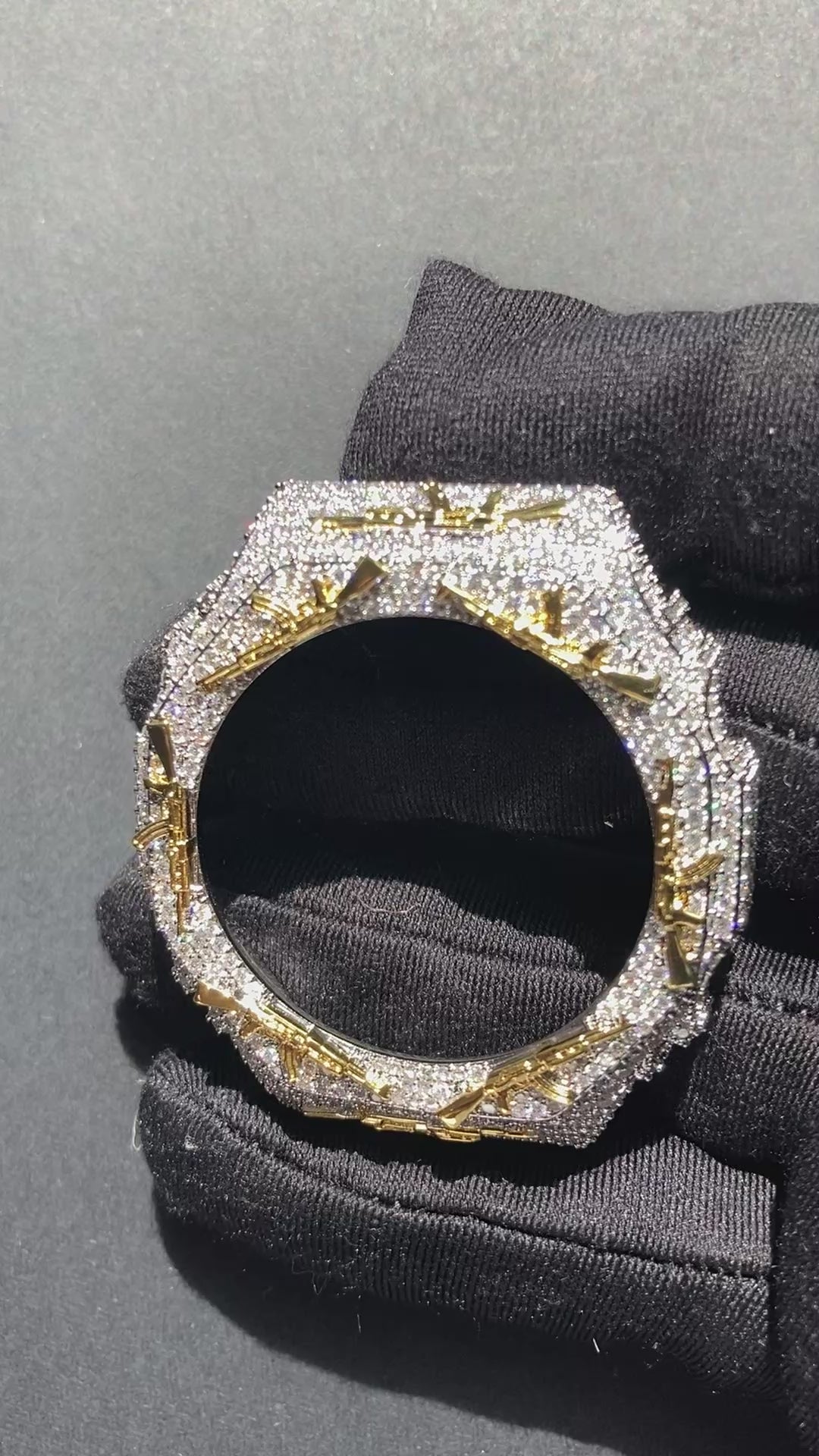 VVS Moissanite Iced-Out AK-47 Watch Bezel – Silver & Gold for GM2100 & GA2100