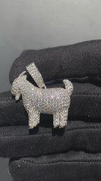 925 Sterling Silver GOAT Pendant | Iced-Out VVS Moissanite GRA Certified