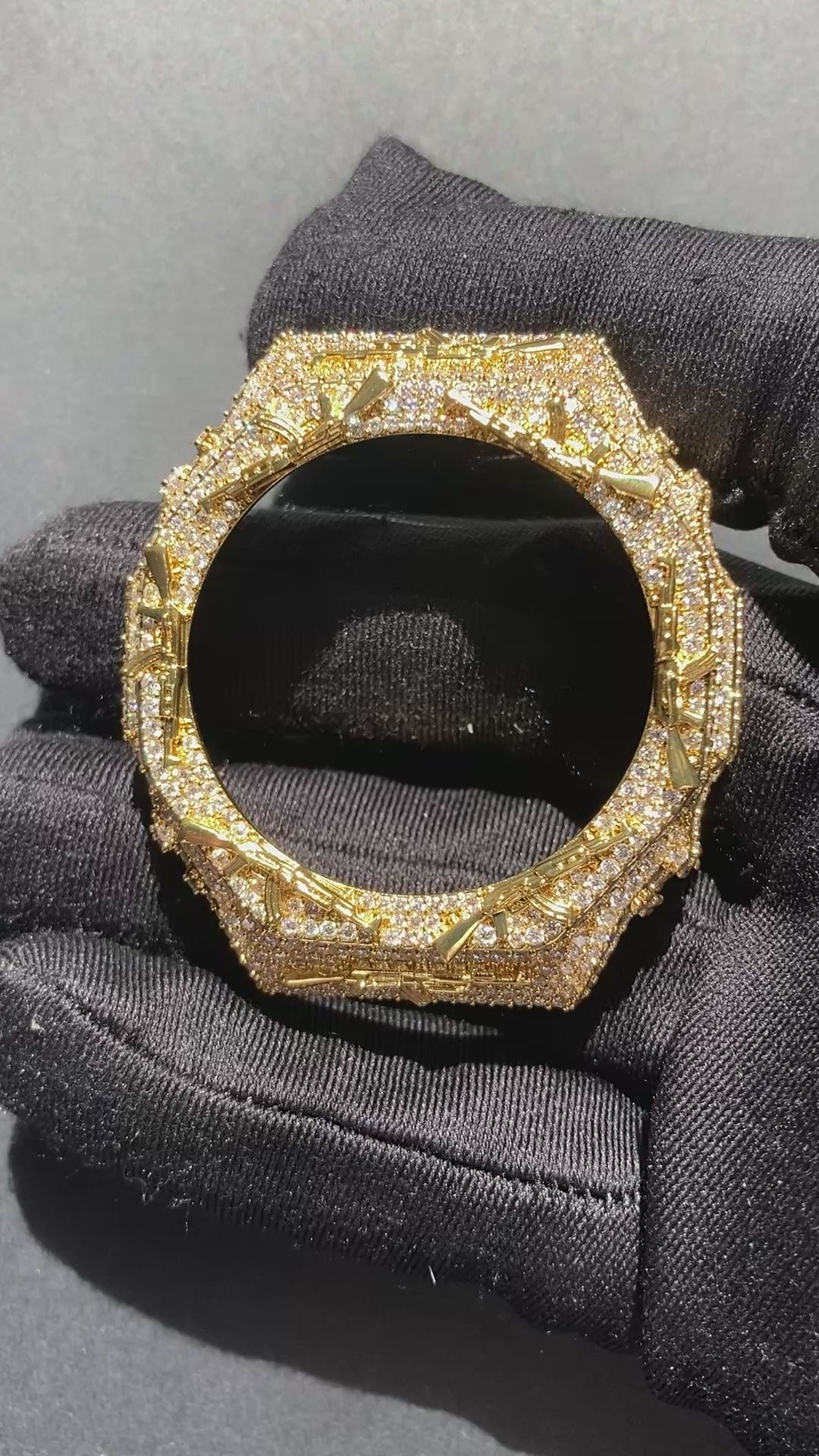 VVS Moissanite Iced-Out AK-47 Watch Bezel – Silver & Gold for GM2100 & GA2100